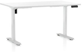 OfficeTech B állítható magasságú asztal, 140 x 80 cm, fehér alap, fehér