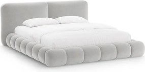 Szürke kárpitozott ágyneműtartós franciaágy ágyráccsal 200x200 cm Solange – Micadoni