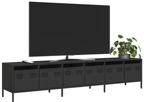 fekete hidegen hengerelt acél TV-szekrény 202 x 39 x 43,5 cm