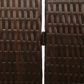 Szobai Elválasztó 4 Paneles Összecsukható Barna 195x180 cm Poli Rattan
