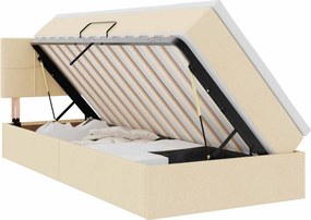 vidaXL Ágy tárolóval és matraccal matracmal Krém 90 x 190 cm Faanyag