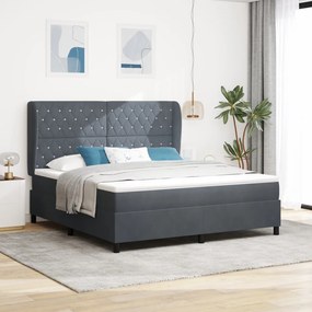 Boxspring Ágy Matraccal Sötétszürke 180x200 cm Bársonyos
