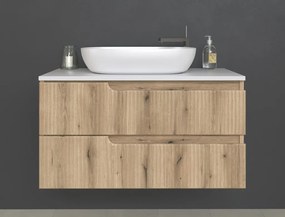 Piramida EURIDIKA fali fürdőszobabútor - mosdópult mosdó nélkül -2 fiókos - PINO TÖLGY - 100 x 48 x 53 cm