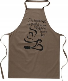 Bézs Kötény Nyomtatott Konyha Gyönyörű Nap Először Kávé férfi női