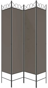 4 paneles antracitszürke szövet térelválasztó 160 x 200 cm