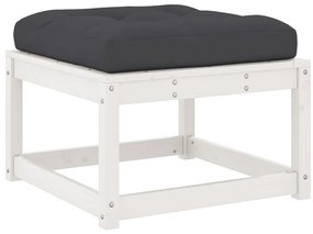 vidaXL fehér tömör fenyőfa kerti lábzsámoly párnával