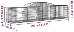 15 db íves horganyzott vas gabion kosár 300x50x60/80 cm