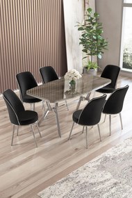 Lena étkezőgarnitúra, antracit-króm, 160 cm – TR240CHR2892