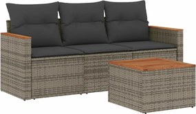 vidaXL 4 részes szürke polyrattan kerti ülőgarnitúra párnákkal