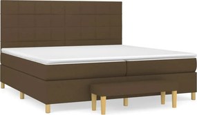vidaXL sötétbarna szövet rugós ágy matraccal 200 x 200 cm