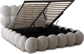 Szürke Bouclé Franciaágy Ágyneműtartóval. 160x200 ANKARA