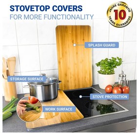 Edzett üveg tűzhely fedőlap szett 2 db-os 52x30 cm Wooden – Maximex