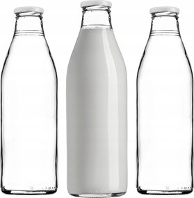 Üvegpalack 1L 1000 ml Tej Gyümölcslé Víz Italok Kupak 3 db