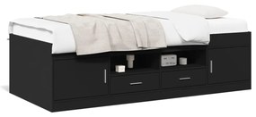 fekete kanapéágy fiókkal matrac nélkül 100x200 cm