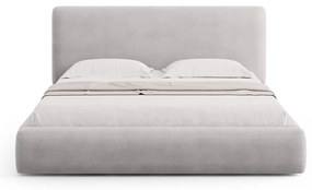 Világosszürke kárpitozott ágyneműtartós franciaágy ágyráccsal 140x200 cm Colonel – Cosmopolitan Design