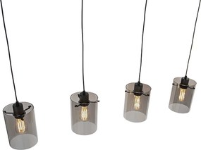 Dizájner lógólámpa fekete füstüveggel 4 lámpás - Dome