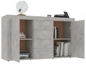 betonszürke szerelt fa tálalószekrény 120 x 36 x 69 cm