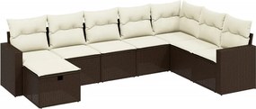 vidaXL 8 részes barna polyrattan kerti ülőgarnitúra párnákkal
