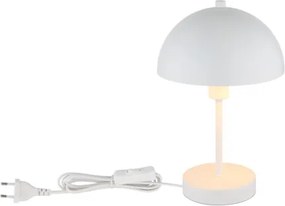 Globo 24009W Asztali lámpa, matt fehér fém, fehér PVC kábel, billenőkapcsoló a kábelen, ø: 200mm, M: 310mm, kábelhossz 1500mm, 1x E14 40W 230V izzó nélkül