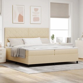 Box Spring Ágy Matracal Bézs 200x200 cm Szövet