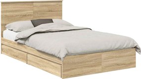 vidaXL Tárolós Ágy fejtámlával Sonoma tölgy 120 x 200 cm Faanyag