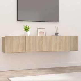 2 db sonoma tölgy színű szerelt fa TV-szekrény 80 x 30 x 30 cm
