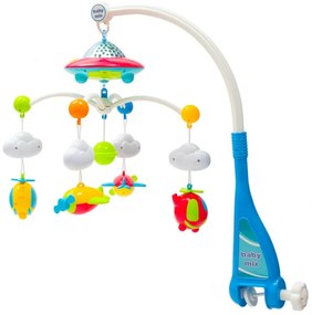Baby Mix körhinta a kiságy fölé, kivetítővel és távirányítóval, kék színű
