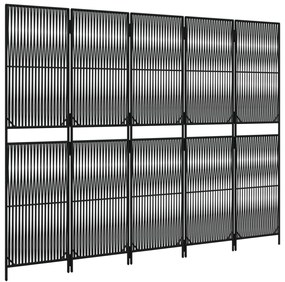 fekete 5-paneles polyrattan térelválasztó