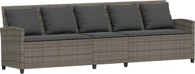 vidaXL 5 személyes szürke polyrattan kerti kanapé párnával