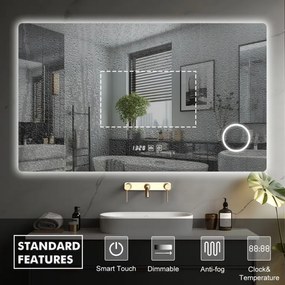 IREDA Fürdőszobatükör LED világítással 90 x 70 cm