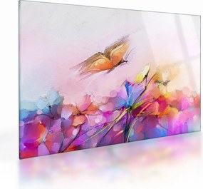 Kép - pillangó a virág felett, absztrakció (üvegen) (70x50 cm)