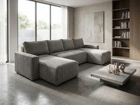 U alakú ülőgarnitúra SMART COSARO 295x140 cm, világosszürke