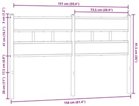 barna tölgy színű acél és szerelt fa fejtámla 150 cm