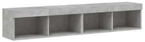 2 db betonszürke TV-szekrény LED-világítással 80x30x30 cm