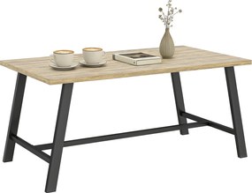 Outsunny kültéri kisasztal, téglalap alakú fém oldalasztal faerezetű tetejjel, beltéri/kültéri, kert, erkély, 100 x 55 cm, barna | Aosom