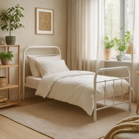 Fém ágy 90x200 cm méretben, fehér színben PABLO