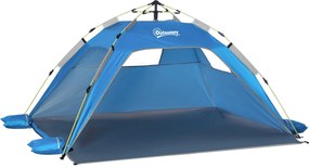 Outsunny Pop-Up Strandmenedék 1-2 Fő Részére Napvédő Árnyékkal, Cipzáras Ajtóval és Hordtáskával, Családi, Piknik, Strand | Aosom