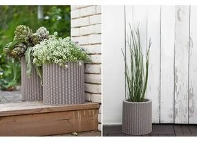 Keter virágtartó kaspó Cylinder Planter S szürke, 7 l, 28 x 28 x 28,3 cm
