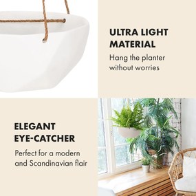 Blumfeldt Laren, függő virágcserép, Ø 28 cm, poliszton, természetes kötelekkel, 2 darabos készlet