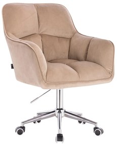 HR550K Latte modern velúr szék krómozott lábbal