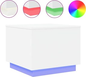 vidaXL fehér dohányzóasztal LED-lámpákkal 50 x 50 x 40 cm
