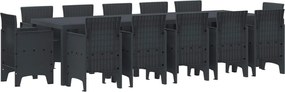 vidaXL Kert étkező szett 13 pcs Antracit Műanyag