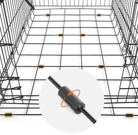 2 ajtós összecsukható ketrec, kutyaszállító ketrec 122x74,5x80,5 cm, fekete | FEANDREA