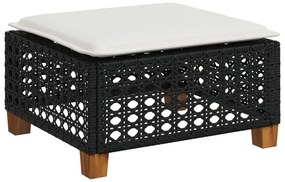 6 részes fekete polyrattan kerti ülőgarnitúra párnákkal