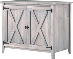 Outsunny Kerti Szekrény Fa, Időjárásálló Szerszámtároló 110x60x88,5cm, Kerti Ház Kétajtós, Polcokkal, Szerszámszekrény, Kerti Szekrény Teraszra vagy U