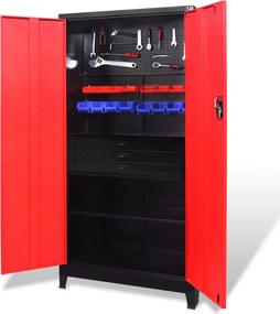 vidaXL piros-fekete acél szerszámszekrény szerszámosládával 90x40x180