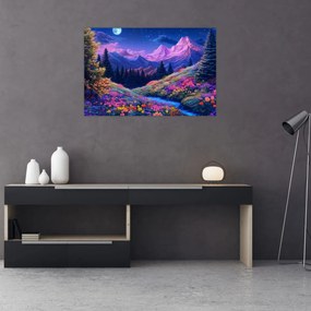 Kép - Lila táj teljes holdfénynél (90x60 cm)