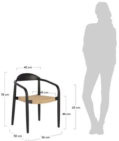 Glynis bézs-fekete eukaliptuszfa kerti szék - Kave Home