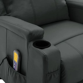 antracitszürke műbőr masszázsfotel