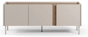 Krémszínű-natúr színű TV-állvány tölgyfa dekorral 140x53x35 cm Lucile – Marckeric